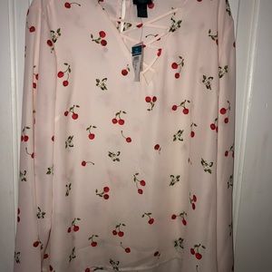 cherry blouse long sleeve shirt